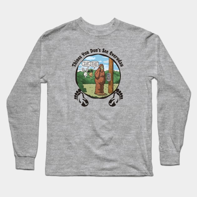 Things you don't see everyday, Bigfoot & Payphones Long Sleeve T-Shirt by Alema Art